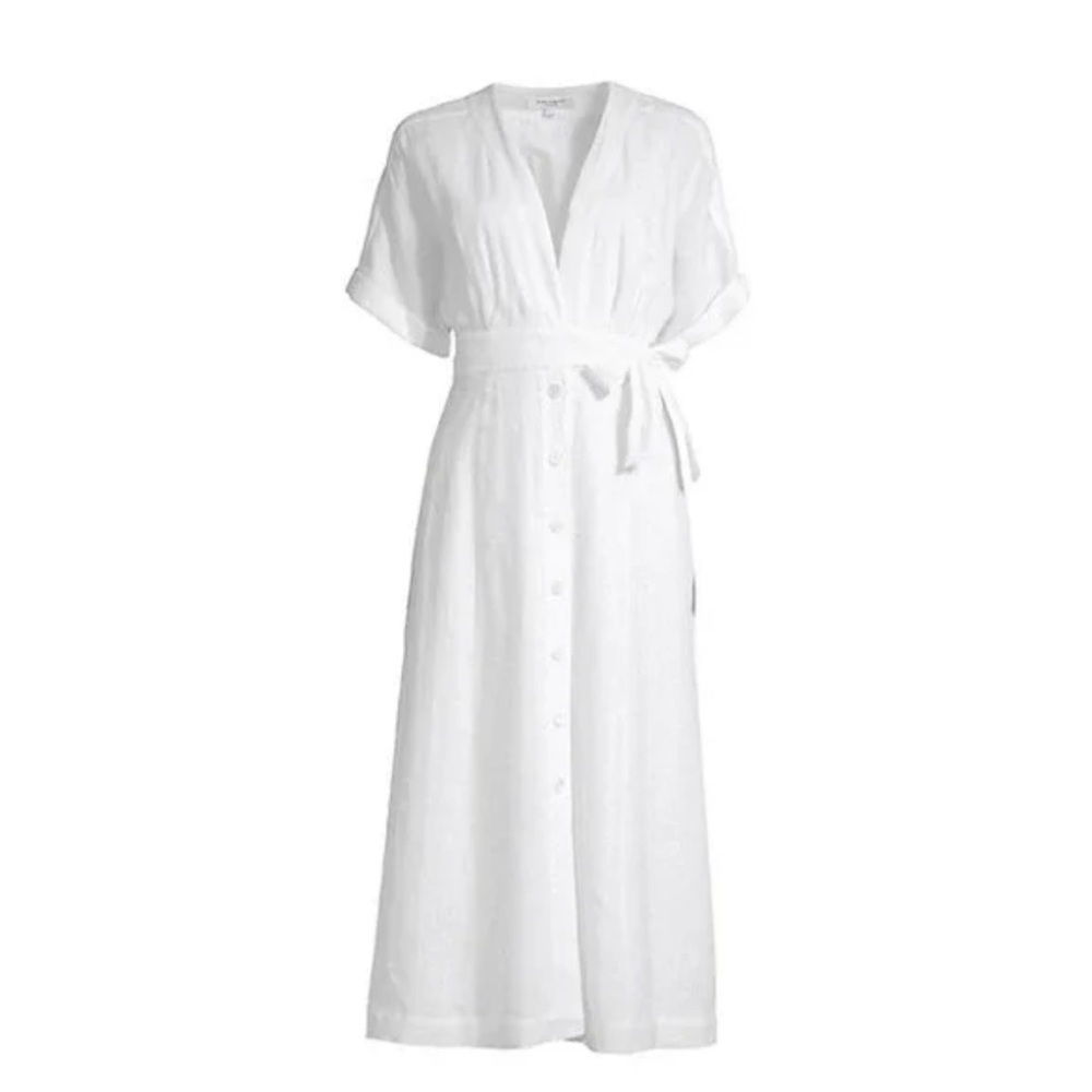 Equipment Femme White Linen Nauman Dress Size 10 NWT